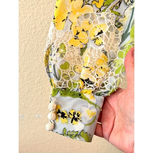 Ebene by Patrick Assuline Dress Sz Small 100% Silk Floral Lace Feminine Tunic - Picture 8 of 11